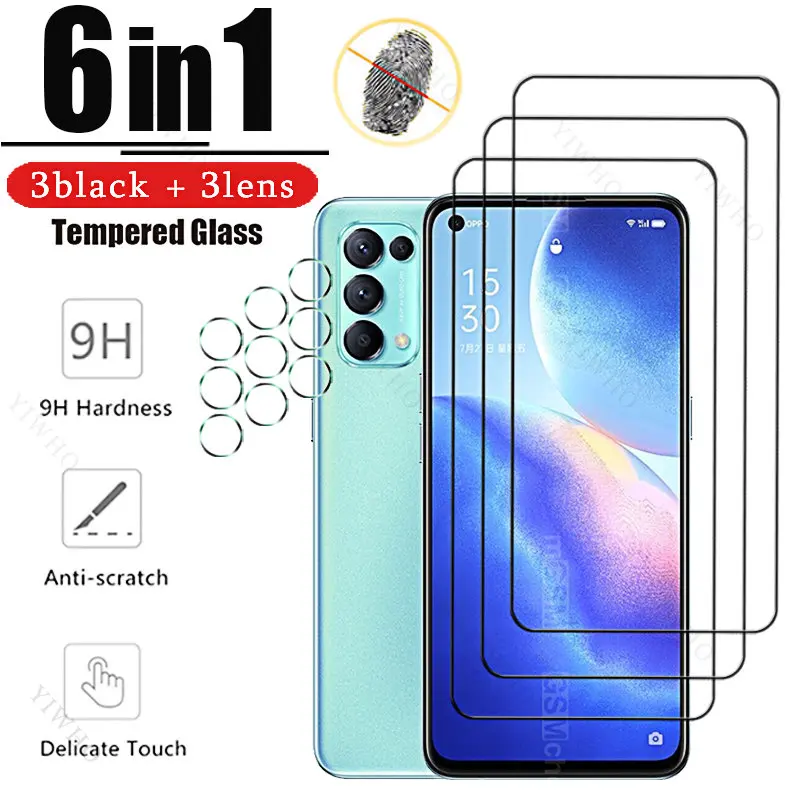 Закаленное стекло для Oppo Reno5 K с полным покрытием, черное защитное HD Стекло для Oppo Reno 5 K 6,43 