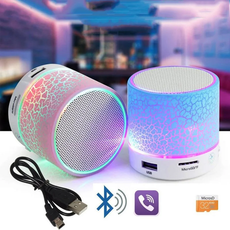 Bluetooth-compatible Speaker Mini Wireless Loudspeaker Crack LED TF USB Subwoofer Speakers mp3 stereo audio music player Fashion enlarge