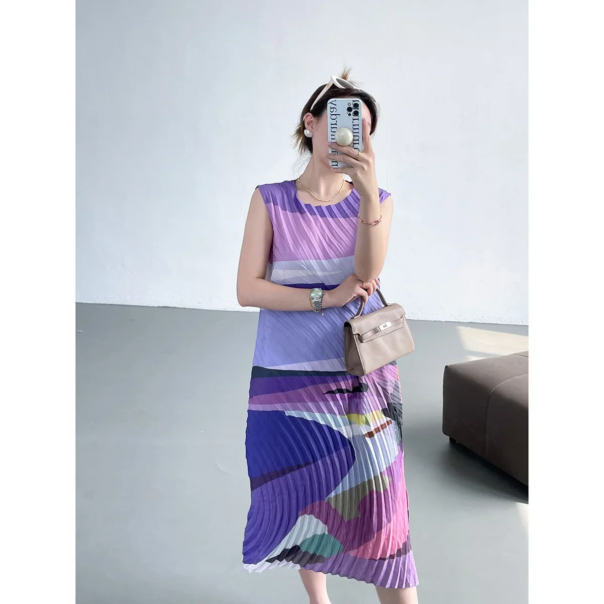 Женские платья Miyake Плиссированное модное эластичное свободное платье без