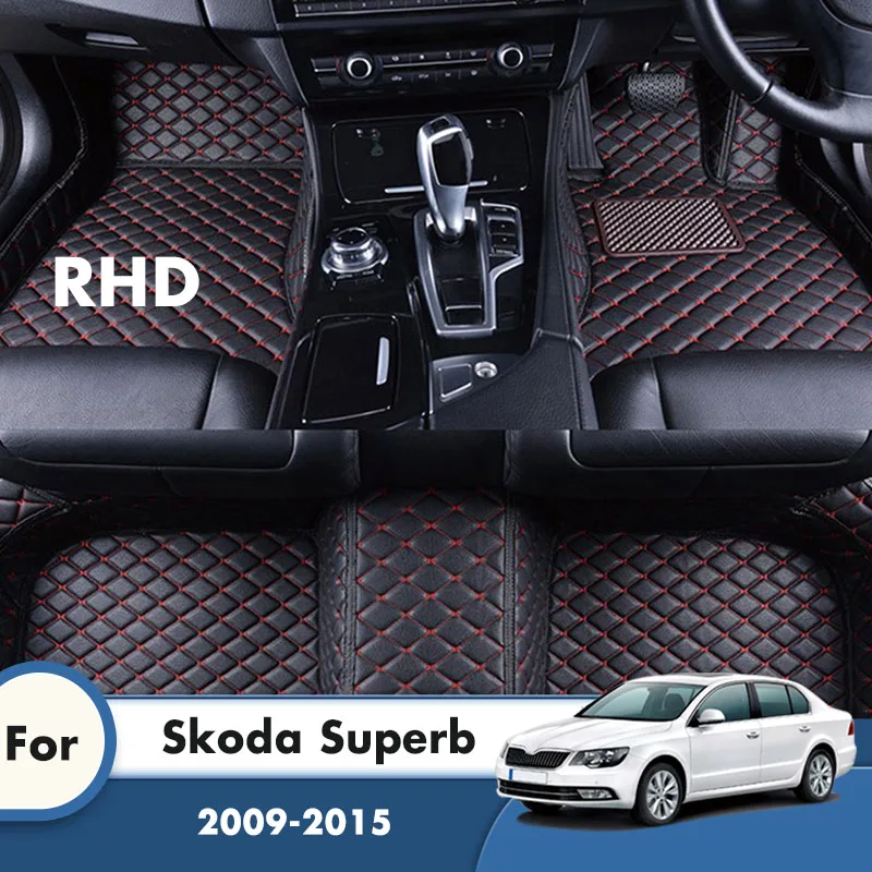 

RHD Carpets For Skoda Superb 2015 2014 2013 2012 2011 2010 2009 Car Floor Mats Foot Pads Automobile Car Accessories Interior