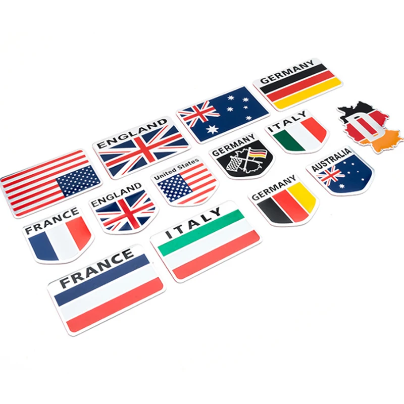 

1 шт. Универсальный 3D алюминиевый флаг Автомобильная наклейка s США Россия Франция Германия Италия Великобритания Флаг Испании квадратная н...