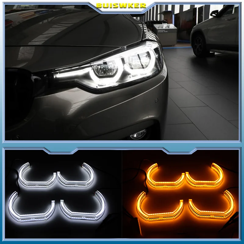 

Светодиодсветодиодный глаза ангела для BMW E60 E61 LCI 528i 530i 535i 550i M5 2007-10 галогенные фары автомобильные фары аксессуары Halo 3D DTM LCI стиль