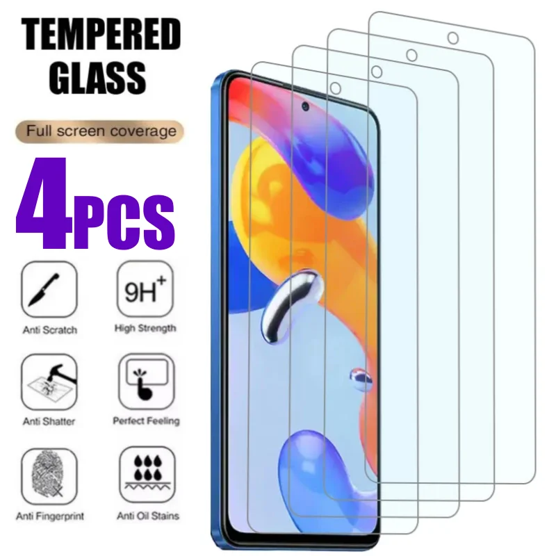 

4pcs Tempered Glass for Xiaomi Redmi Note 12 Note11 10 S 9 8 7 Pro 9A 9C Screen Protector for Poco X5 X4 X3 Pro F4 F3 Gt Glass
