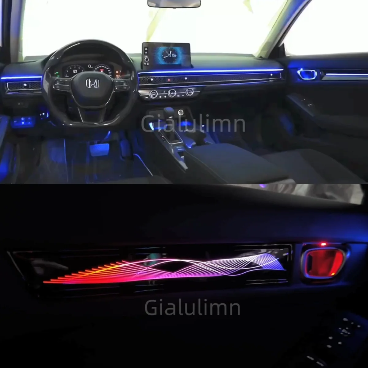 Фото Светодиодная атмосферная подсветка Gialulimn Ambient Light для Civic 11-го поколения 2022, 2023, 2024 годов выпуска, комплект динамической подсветки салона. №3