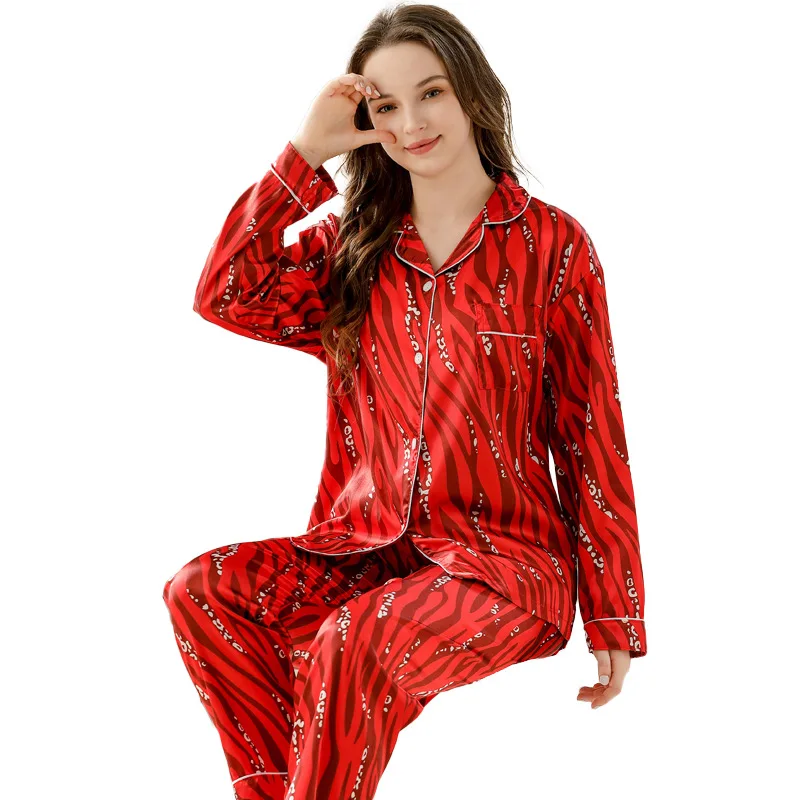 Пижамный комплект Женский из двух предметов атласная пижама искусственного