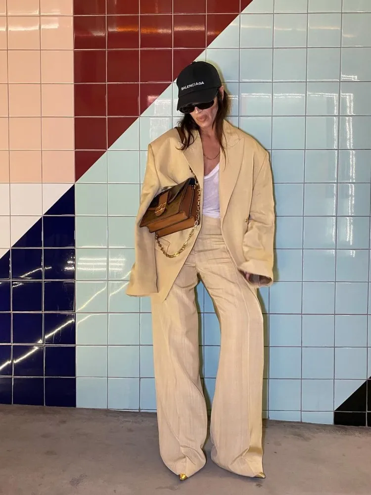 Женский Повседневный костюм с асимметричным подолом свободный однотонный