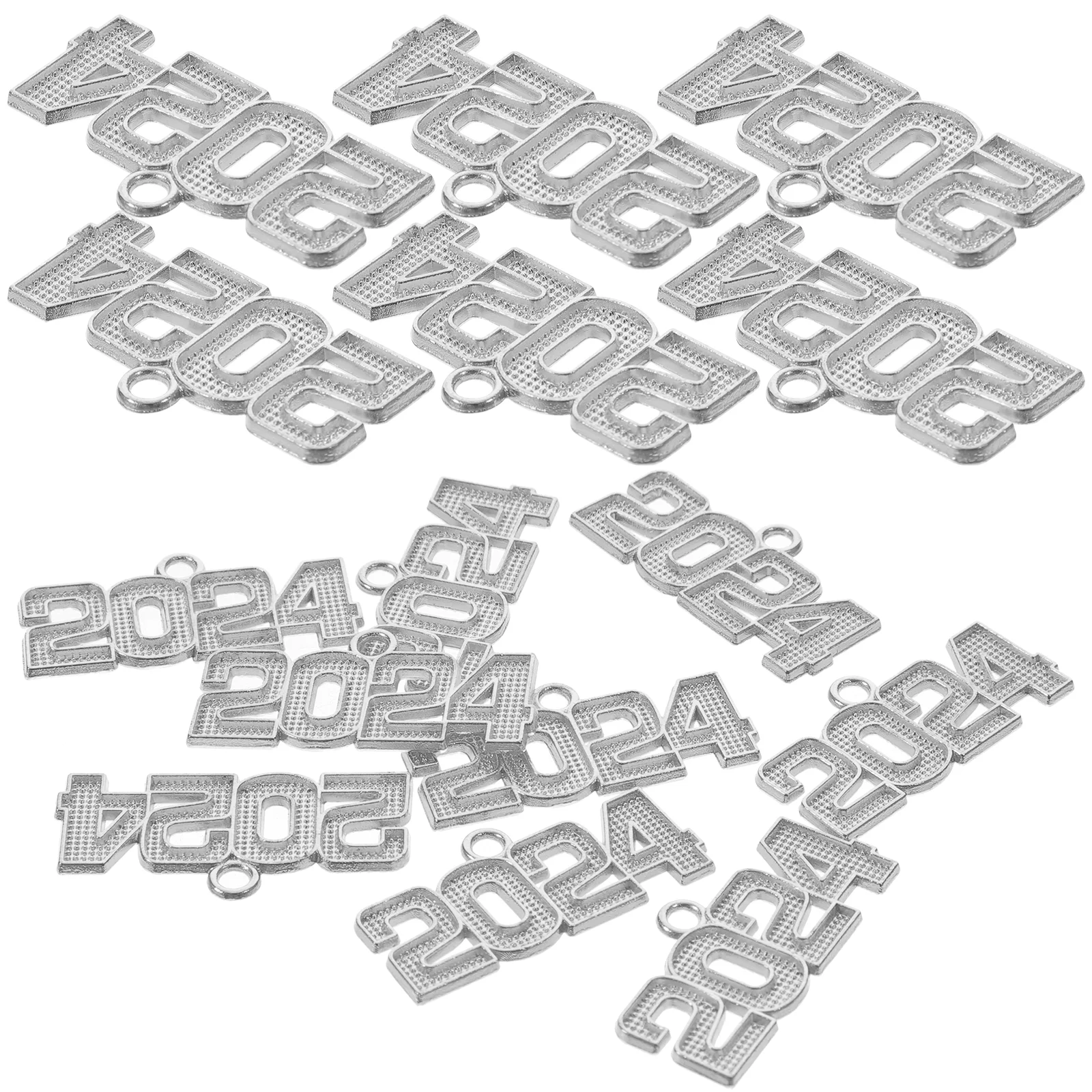 

100 Pcs Letter Pendant 2024 Earrings Charms 3.7X1.5CM Crafts Number Necklace Golden Alloy Bracelet