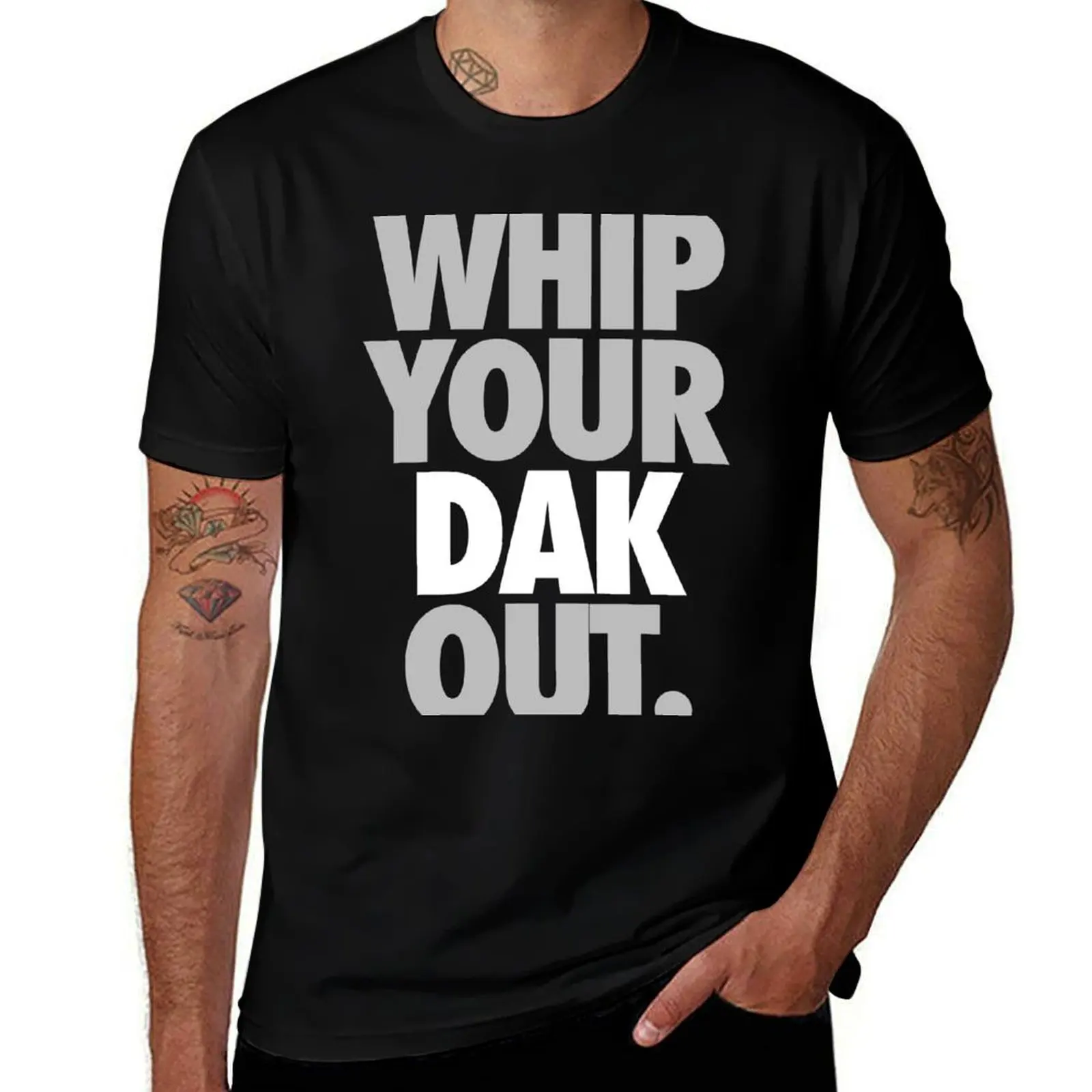Хнут Your Dak Out. (SREBRNY/БЕЛАЯ) Футболка в тяжелом весе дизайнерская футболка для мужчин