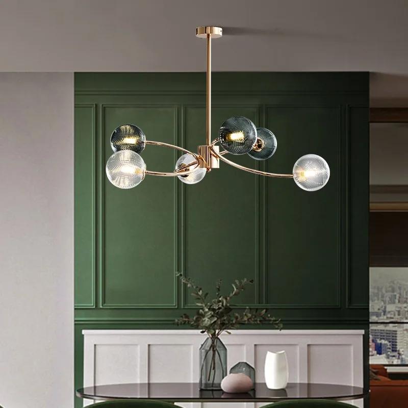 Потолочная люстра из металла с покрытием, синяя, в форме павлина, с фактурным стеклянным шаром для гостиной, светильник для спальни, лампа для столовой.