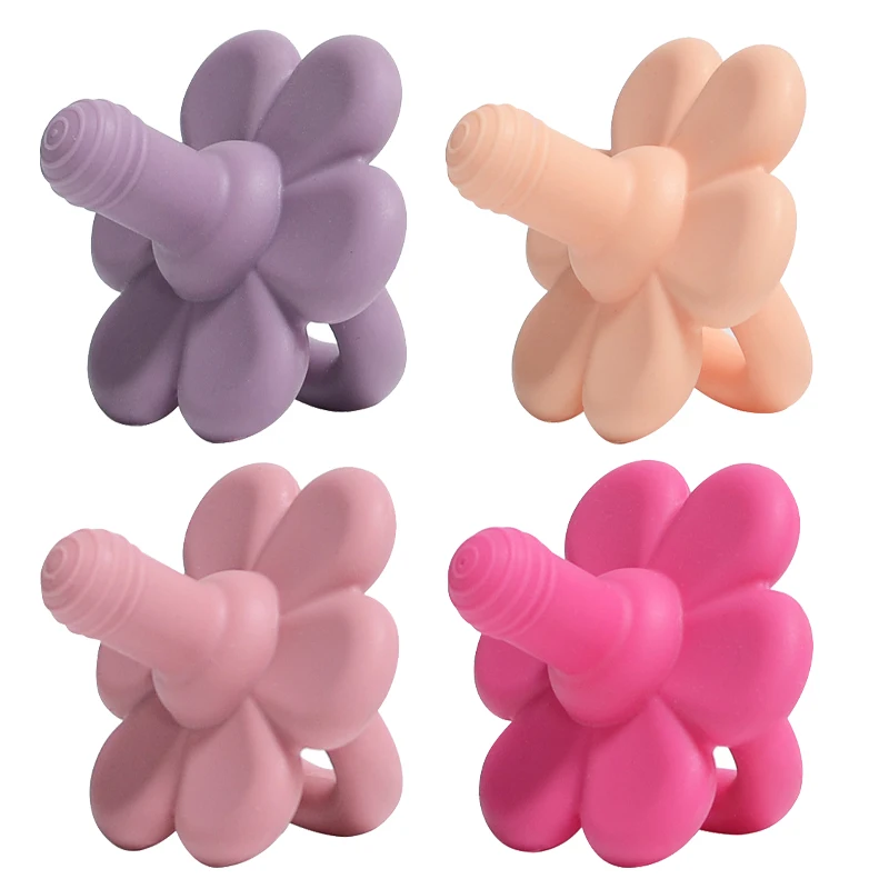 

Cute Baby Silicone Pacifier Infants Teether Flower Shape Chewing Supplies Newborn Appease Nipple Dummy Soother Teether Nursing