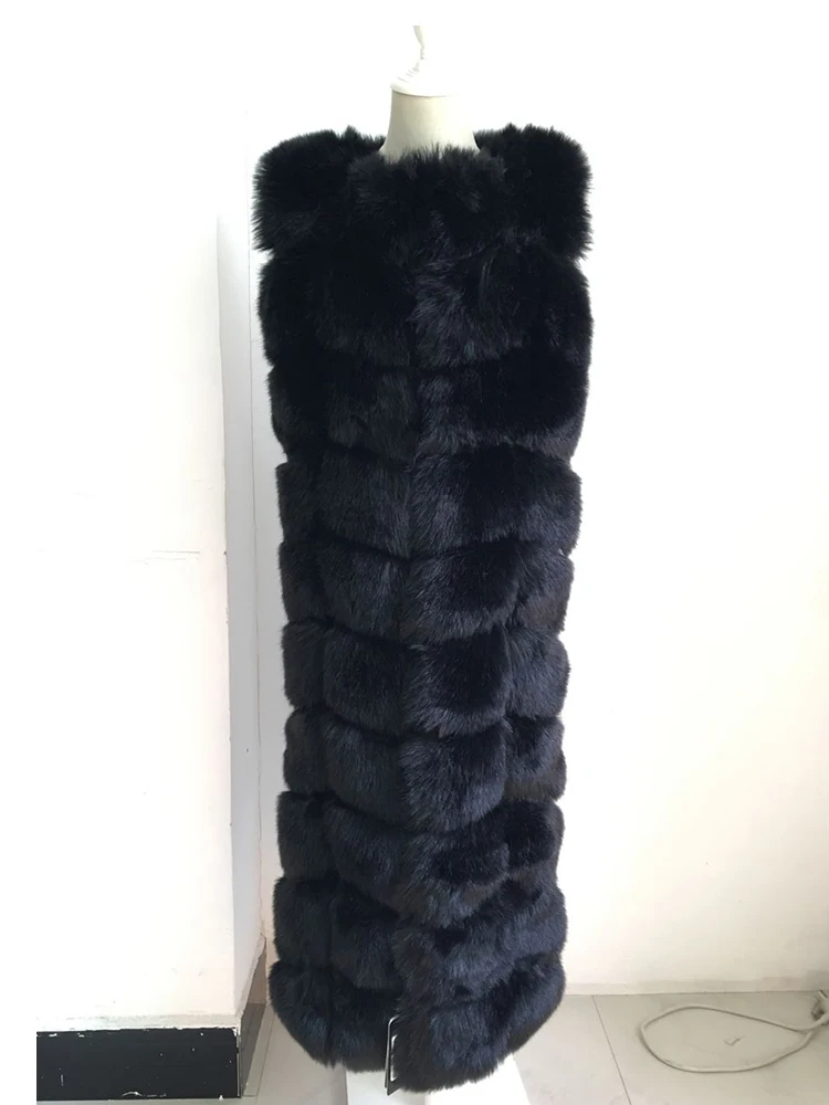 ZADORIN Luxury 10 Steps Women X- Long Faux Fox Fur Vest Furry Soft Fur Jacket Thick Warm Vintage Overcoat Streetwear images - 6