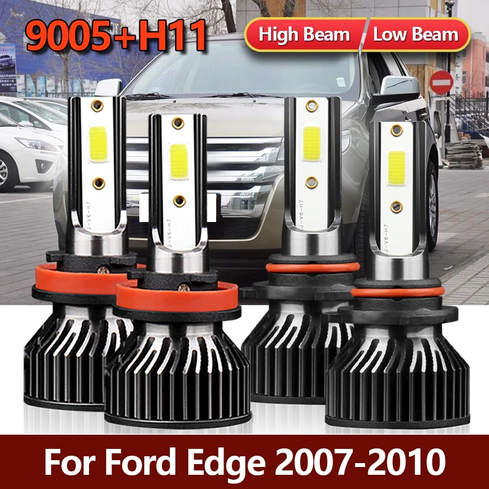 

4x9005 H11 Светодиодный лампы для фар комбинированные передние фары для автомобиля высокая низкая подсветка комплект белые лампы для Ford Edge 2007 ...
