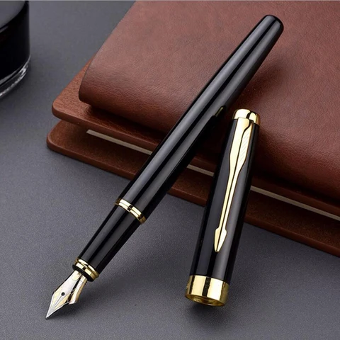 Ручка перьевая деловая Мужская, металлическая ручка с чернилами, классический дизайн, для письма, 2 шт.