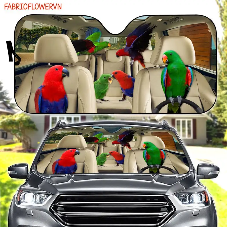 

Eclectus Parrot Car Sunshade, Animal Car Decoration, Animal Windshield, Animal Lovers Gift, Animal Car Sunshade, Gift For Mom, G