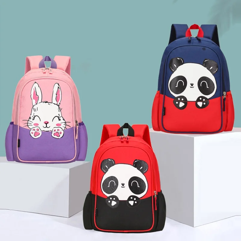Grade 1-3 Primary Children Cartoon Backpacks New Girls Boys Students Panda Rabbit Cat Cute School Bags High-capacity All-match