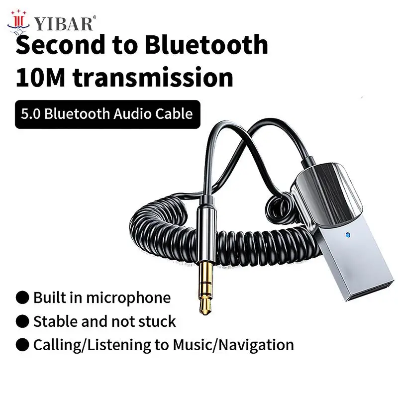 

Высококачественный Bluetooth-адаптер с USB на гнездо 3,5 мм, аудиоприемник Bluetooth 5,0, комплект громкой связи, USB, Aux, Bluetooth для автомобиля