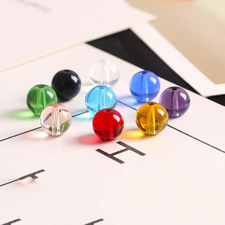 

4mm 6mm 8mm Red Pink Yellow Green Blue Purple Glass Beads Crystals Round Loose Spacer Beads for Jewelry Making DIY Bracelets