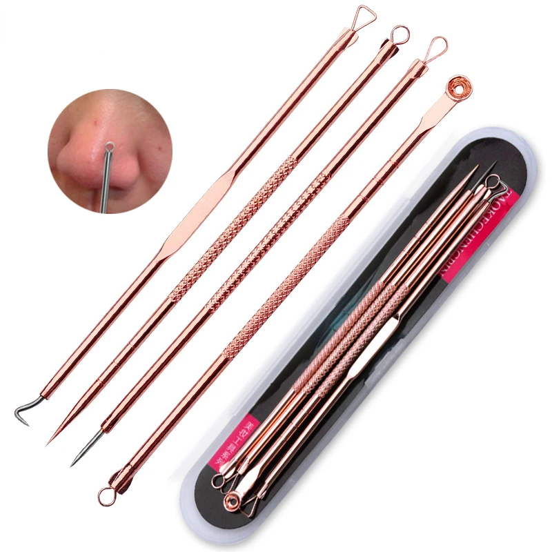 4pcs/set Professional Blackhead Remover Black Spot Pimple Blemish Beauty Women Skin Care Facial Cleaning Pimple Remover Tool Kit