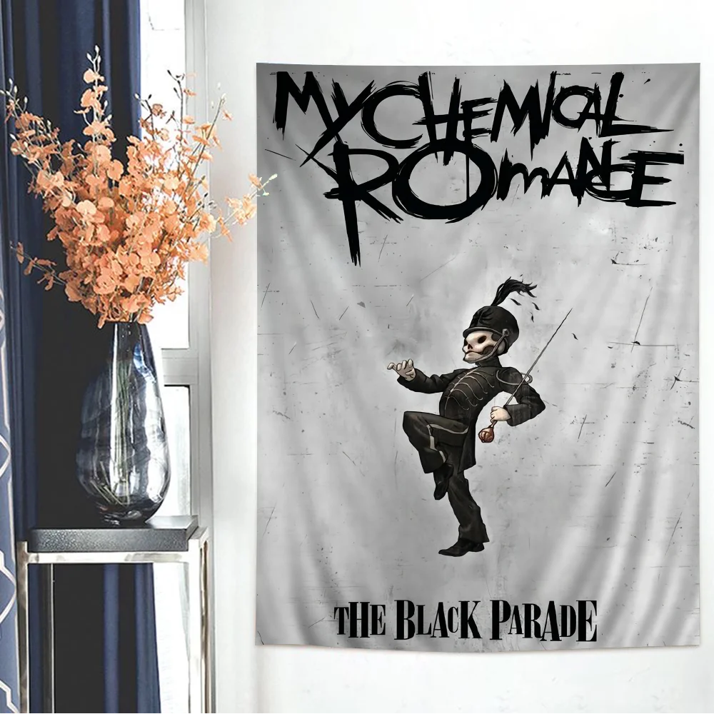My C-Chemical R-Romance Band Anime Tapestry Hippie Flower Wall Carpets Dorm Decor Hanging Home