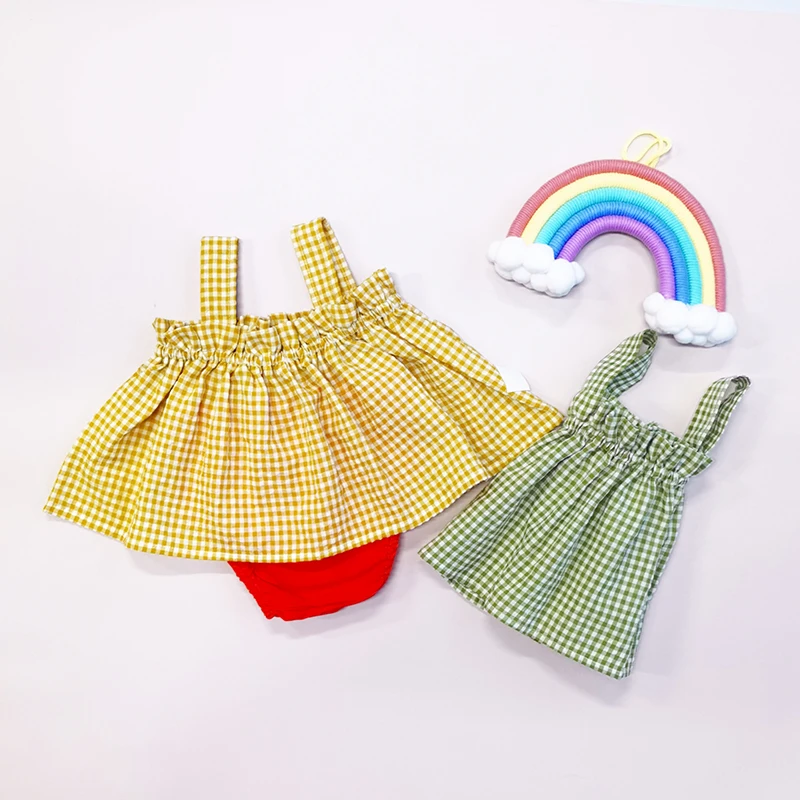 

Комплекты одежды для маленьких девочек, клетчатый Топ без рукавов и короткие брюки, костюмы из 2 предметов для детей, новая модная детская од...