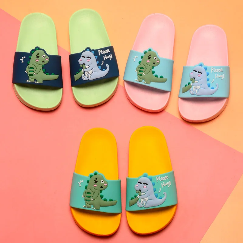 

2022 New Cute Kids Slippers Cartoon Dinosaur Children Baby Home Slippers Waterproof Breathable Non-slip Boys Girls Home Shoes