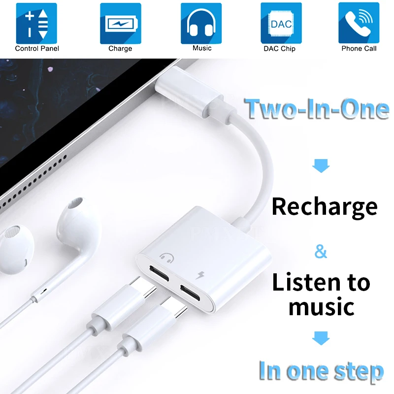 Сплиттер DAC 2-в-1 для наушников Samsung S20 Ultra S10 Note 10 Plus Xiaomi USB Type-C