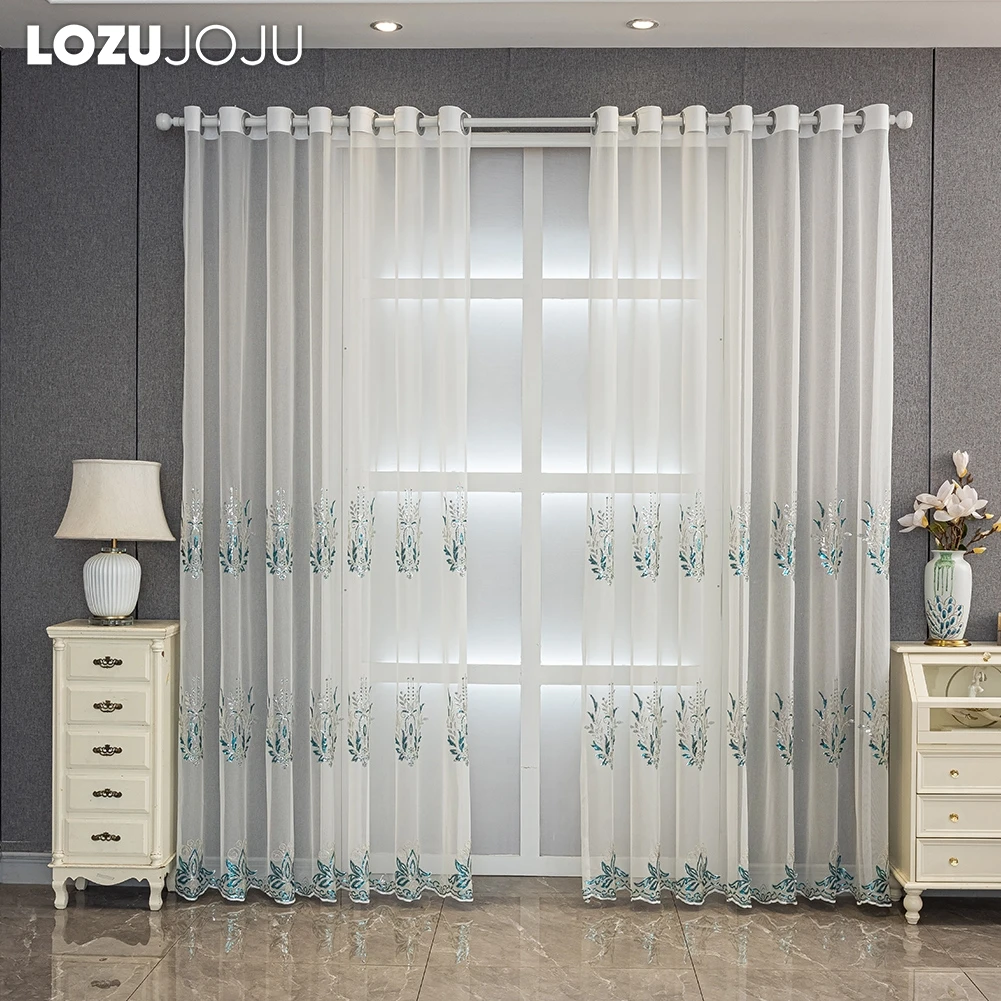 LOZUJOJU вафельная занавеска в европейском стиле с цветочной вышивкой вуаль