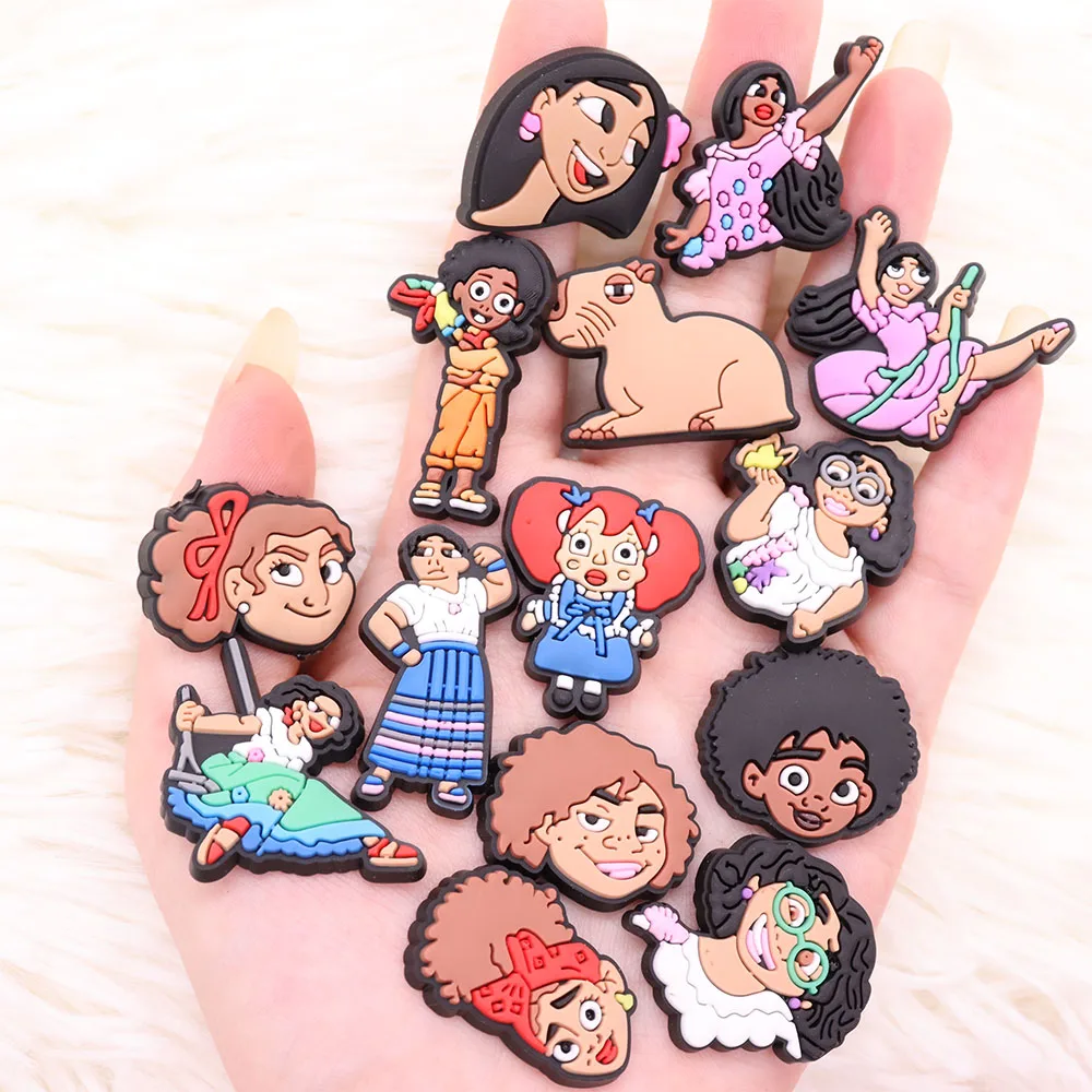 

1-21Pcs Cartoon Cute Girls PVC Slippers Shoe Charms Accessories Buckle Clog Fit Croc Charms Jibz Wristband X-Mas Party Gift