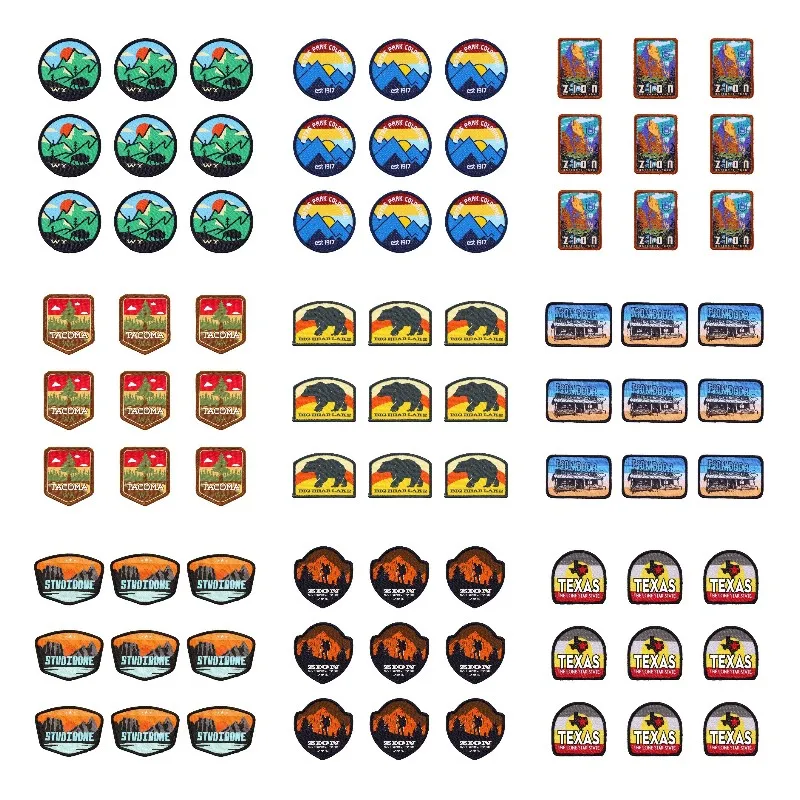 

10 шт. нашивки на липучке с пейзажем на открытом воздухе, приключения, швейный значок на эполете, «сделай сам», нашивка на липучке, на рюкзак