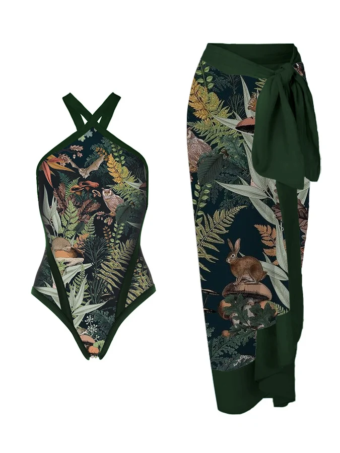 

Женский слитный купальник с принтом в виде джунглей, пикантный купальник для отпуска, лето 2023