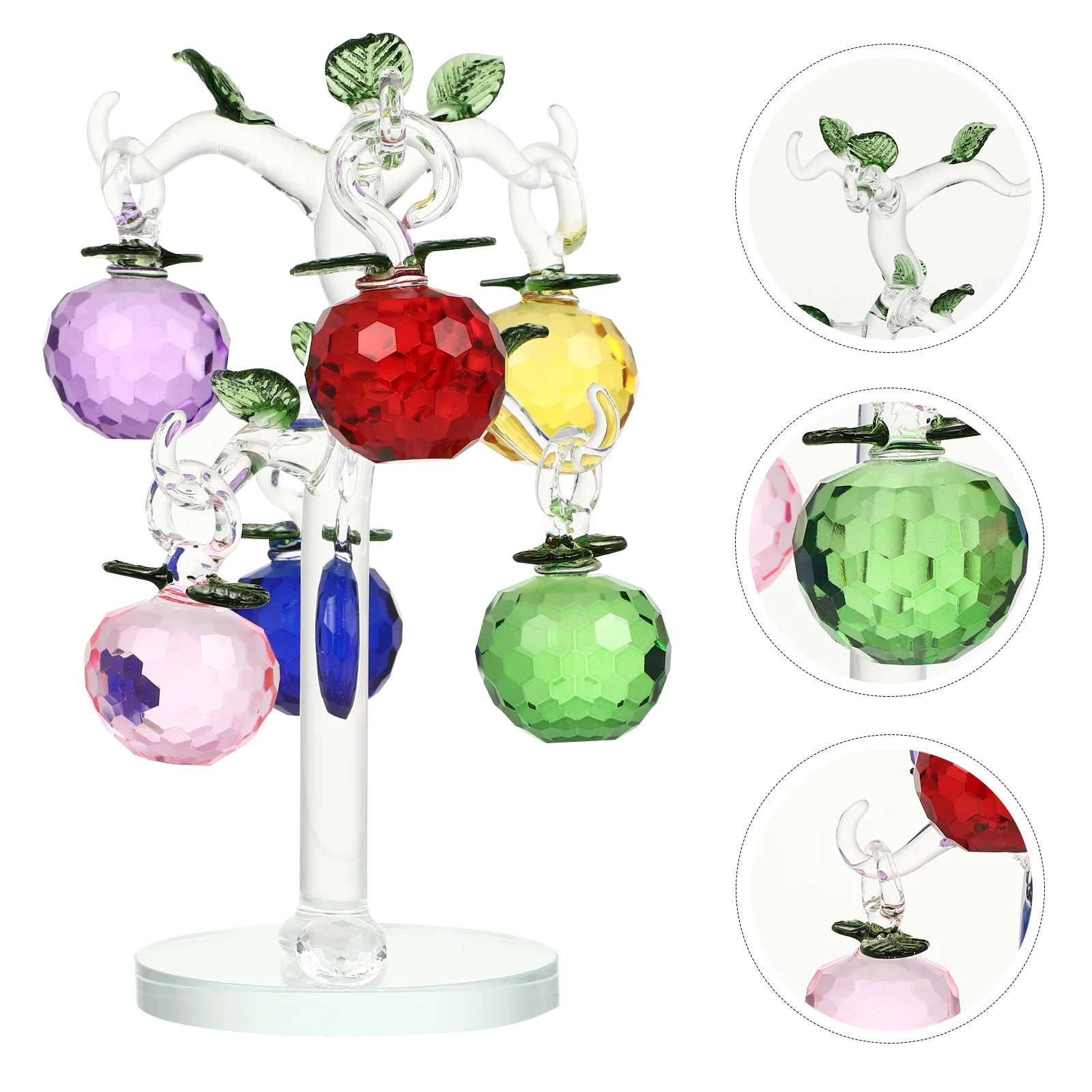 

1pc Artificial Crystal Tree Fortune Tree Crystal Fengshui Ornament Blown Statue Fruit Ornament