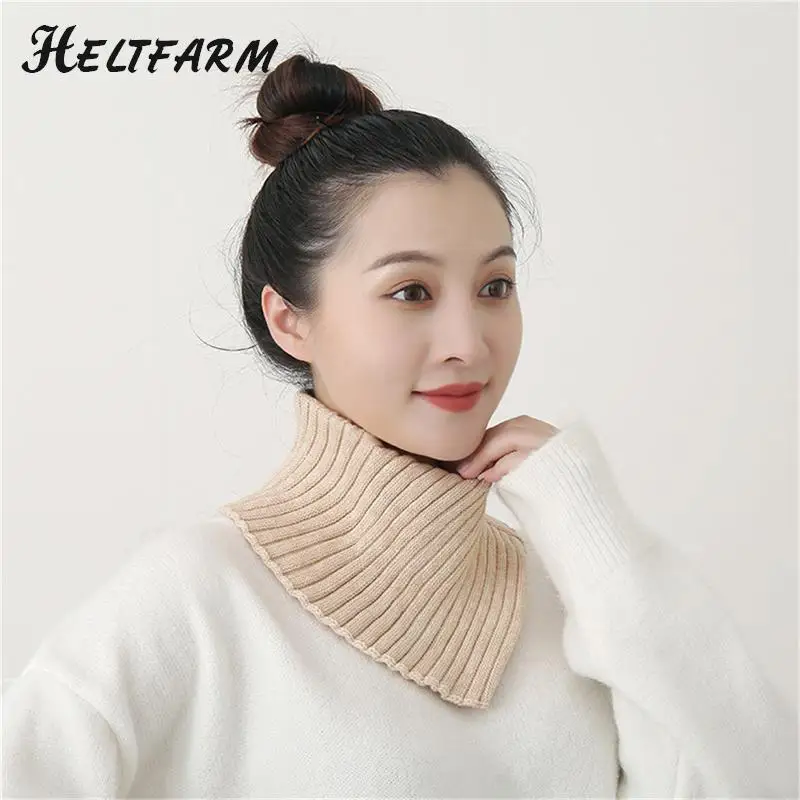 

1pcs Winter Thick Elastic Women Bib Pullover Fashion Neck Guard Knit Windproof Warm Scarf Soft Elastic False Collar Bib
