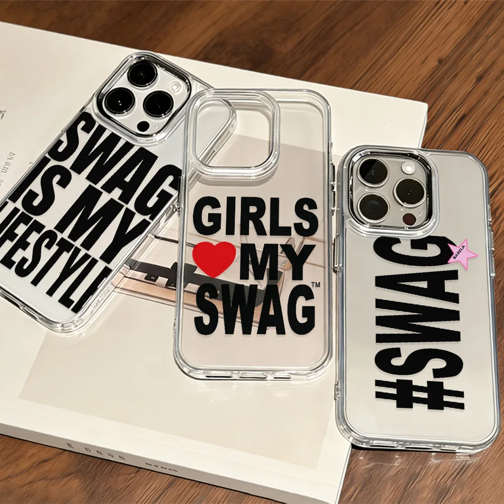 Фото Модный чехол для телефона «Hot GIRLS LOVE MY SWAG» для iPhone 17, 16e, 16, 15, 14, 13, 12, 11 Mini, Pro, Max, X, XR, XS Max, 8, 7, Air, Plus, прозрачный №1