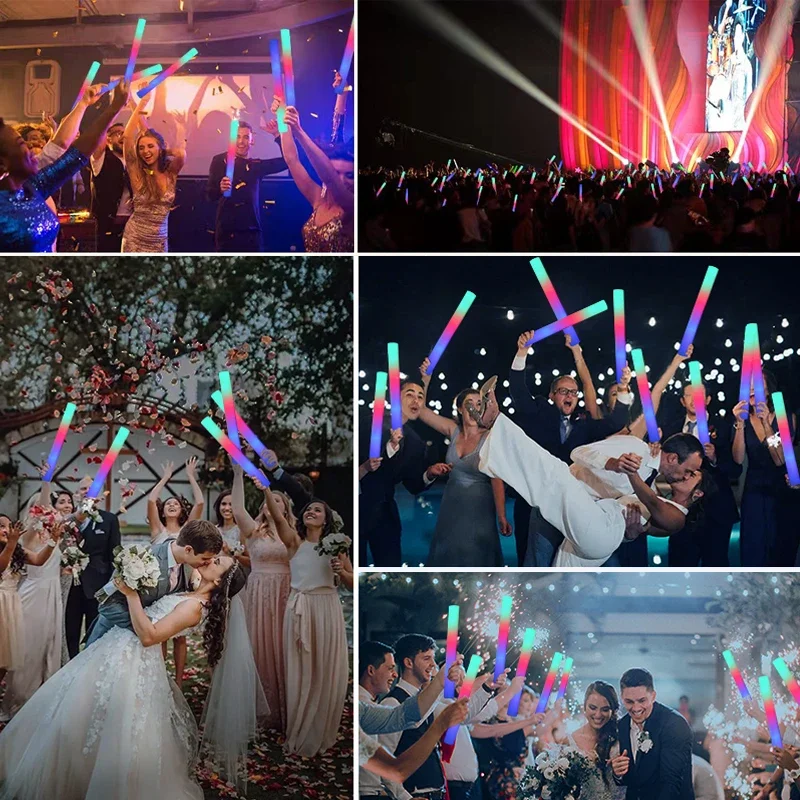 Фото 20/30 шт. светодиодные светящиеся палочки оптом, разноцветные RGB светящиеся пенопластовые трубки для вечеринок, праздников, Рождества, дней рождения, свадеб №2