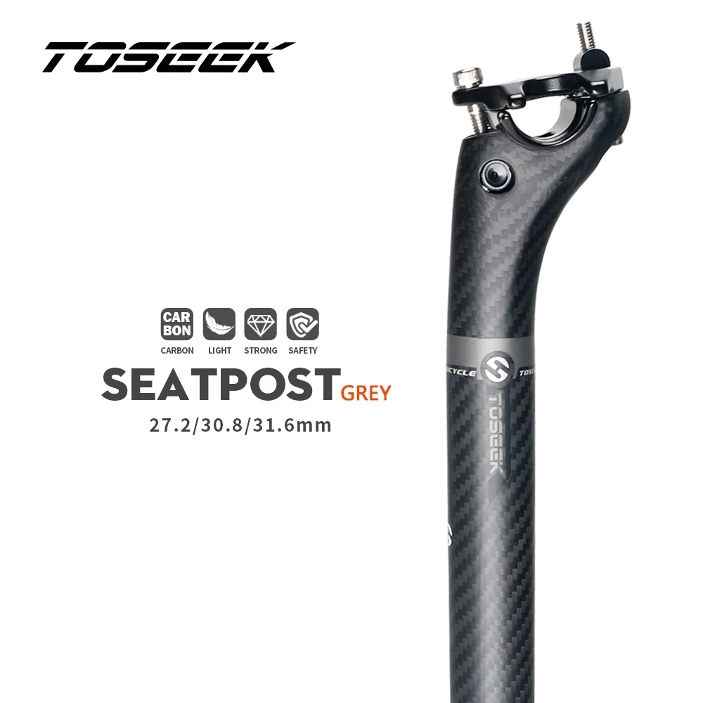 

TOSEEK 3K Matte Carbon Fibre Bicycle Seat post Mountain Road Bike Seat Post MTB Bike Parts 27.2/30.8/31.6*350/400mm Offset 20mm