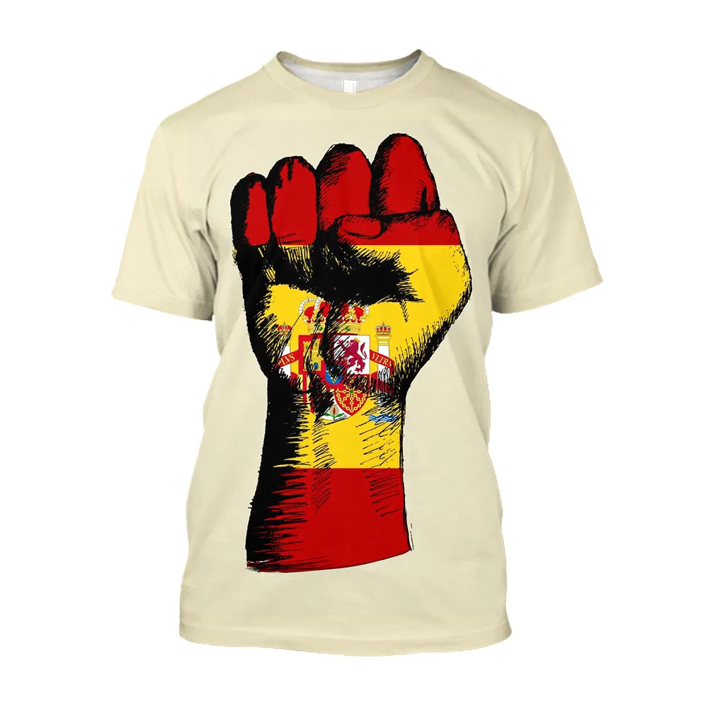 

Jumeast 3D Spain Flag Fist Printed Aesthetic T-shirts For Men Baggy Tee Shirt Y2K Fashion Streetwear Youth Drip Clothes T-shirty