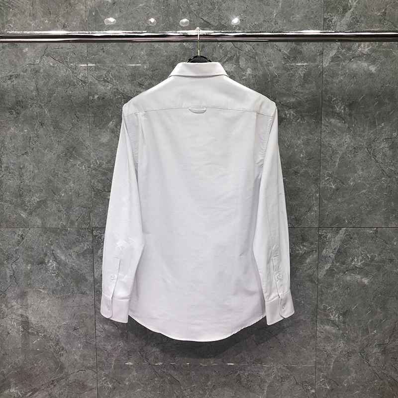TB THOM Men's Long-Sleeve Shirts Regular-fit Casual Striped Webbing Classic T-Shirt Luxury Brand Fashion Cotton Shirts For Men