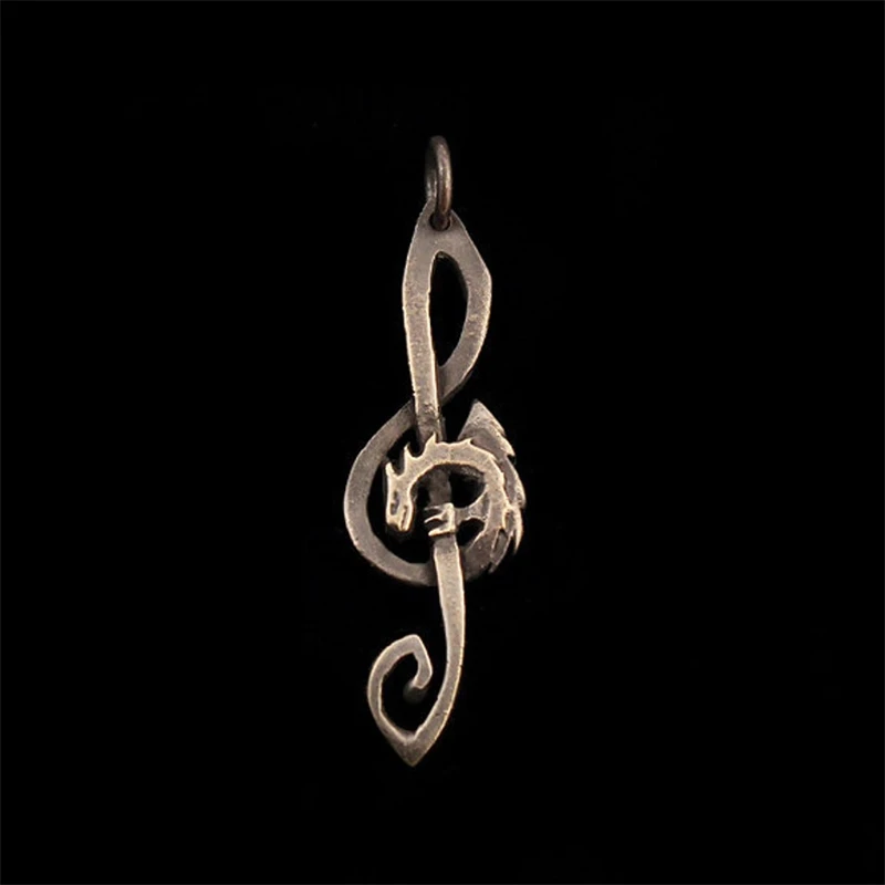 

Fashion Creative Design Dragon-Shaped Musical Note Pendant Necklace Trend Personality Men Women Metal Necklace Party Jewelry