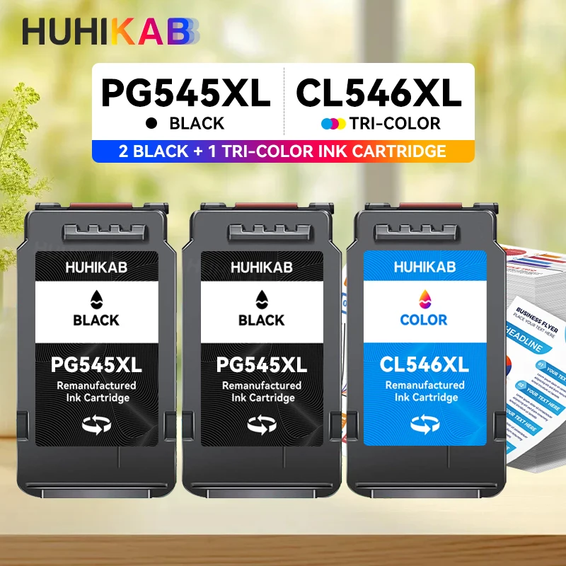 Фото Чернильный картридж HUHIKAB PG545 CL546 545XL 546XL, совместимый с принтерами Canon Pixma MG3050, 2550, 2450, 2550S, 2950, MX495, черный цвет №1