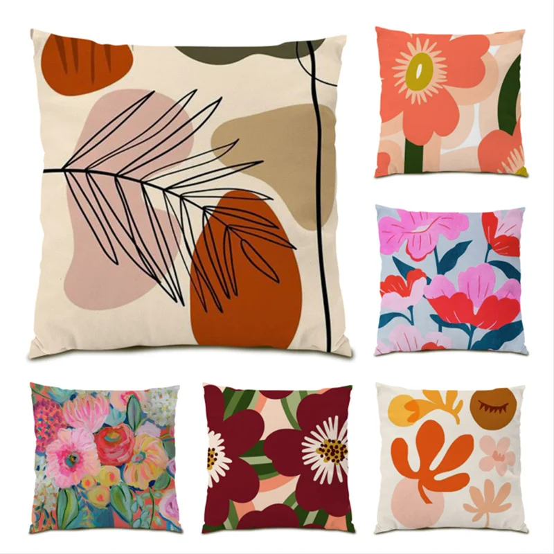

Vintage Sofas for Living Room Flower Home Decoration Velvet Leaf Soft Cushion Covers Decorative Polyester Linen Pillowcase E0742