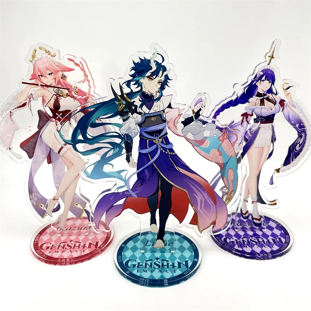 

Anime Genshin Impact Figure New Acrylic Stand Zhongli Xiao Kaedehara Kazuha Kamisato Ayato Model Plate Desk Decor Fan Gifts Hot
