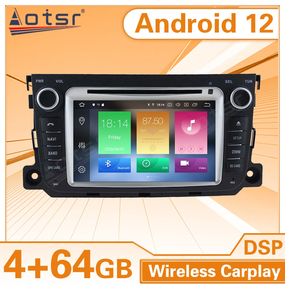 

Автомобильное радио Android12 для Mercedes BENZ SMART 2010 - 2014 Carplay Видео Аудио мультимедийный плеер Автомобильный сенсорный экран стерео головное устройство