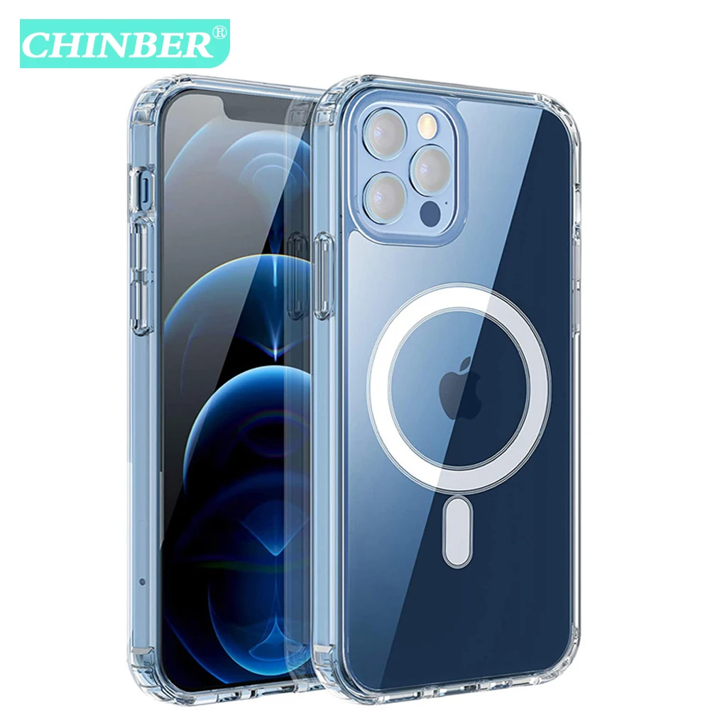 

For Magsafe Magnetic Clear Phone Case on For iPhone 13 Pro 11 12 13 Pro MAX mini XR X XS MAX Wireless Charging Shockproof Cover