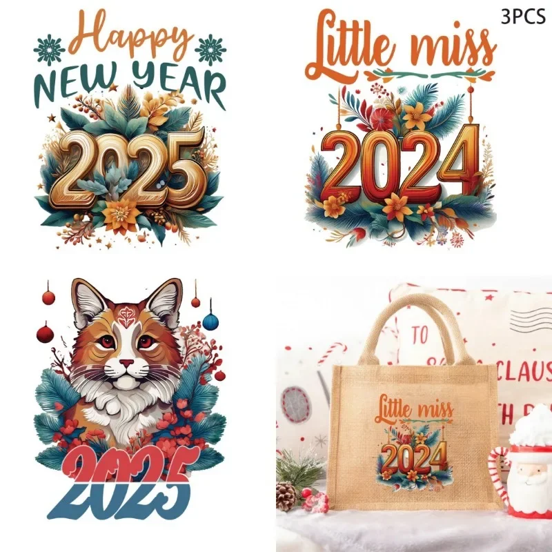 С Новым годом 2025 дюймов акварельная живопись сделай сам теплопередающая одежда