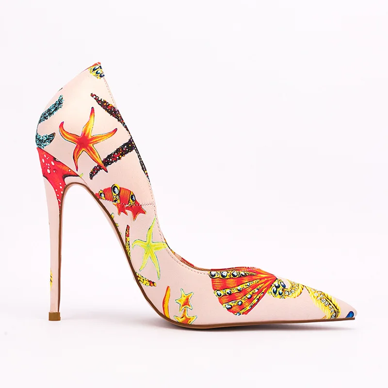 

Spring Printing Woman Shoes Pointed Toe Shoes Women Thin Heels Shoes Slip On Lady Shoes Fashion Casual Zapatos De Mujer Outside