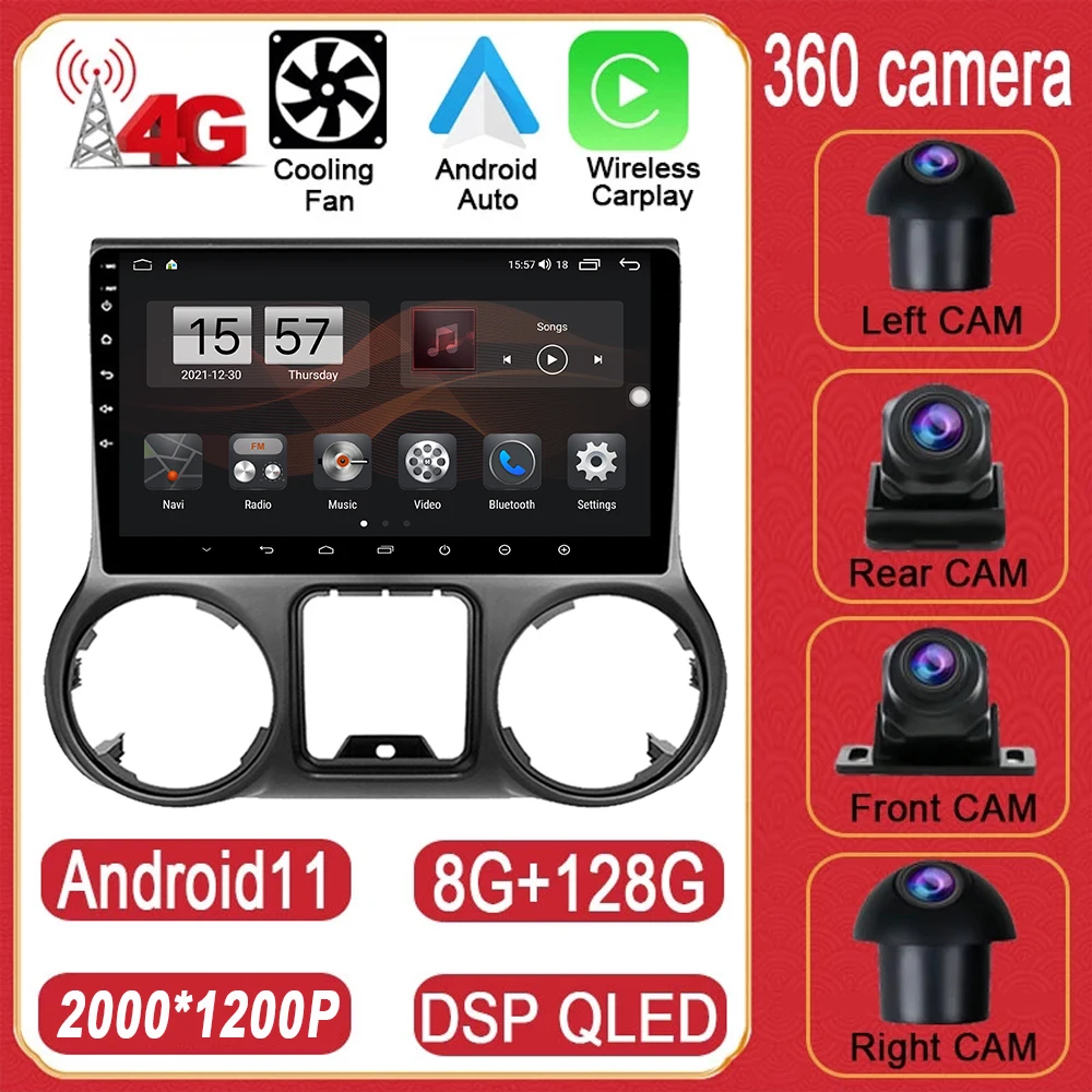 $149.45 For Jeep Wrangler 3 JK 2011 - 2014 Android 11 LHD RHD Car Video Stereo GPS Multimedia Player BT 10.1 Inch Wireless Carplay