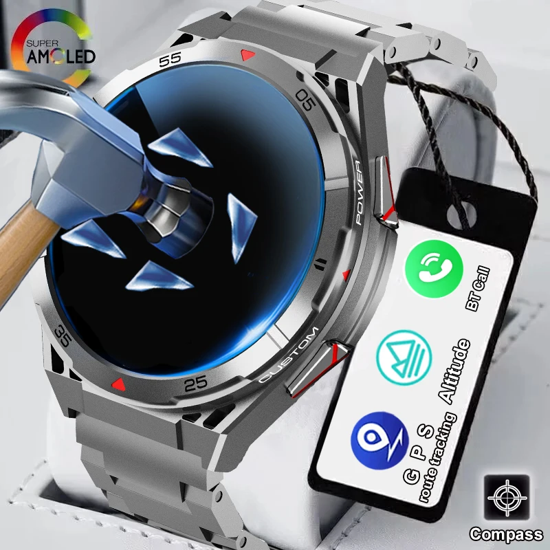 2024Новые GPS-компас спортивные умные часы для мужчин 1 43-дюймовый HD AMOLED-экран