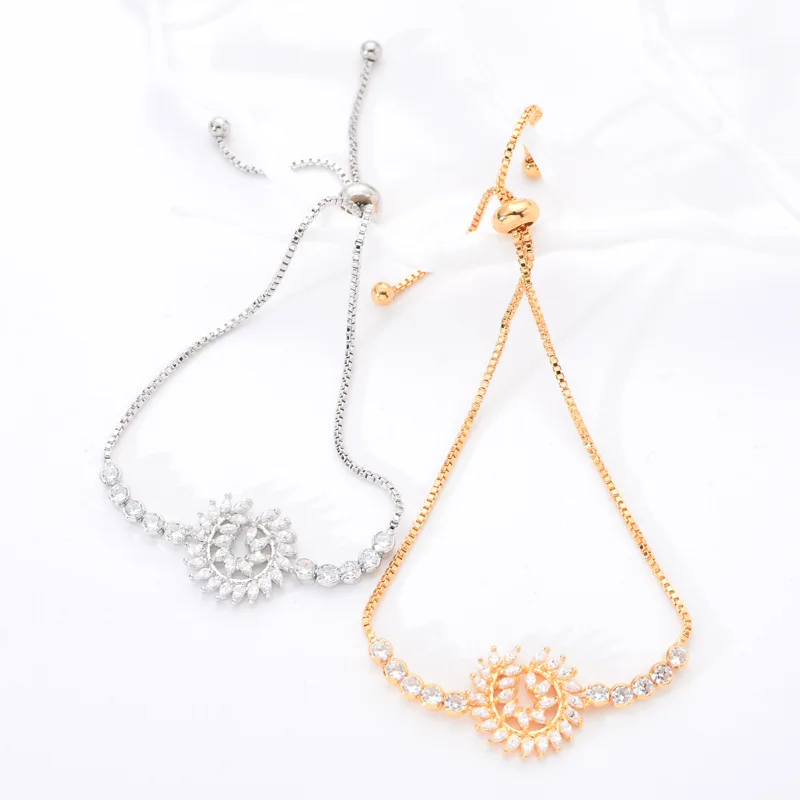 

Ladies Sweet Simple Personality Temperament Bracelet Elegant Refined High-Quality AAA Zircon Fashion Party Gold-Plated Jewelry