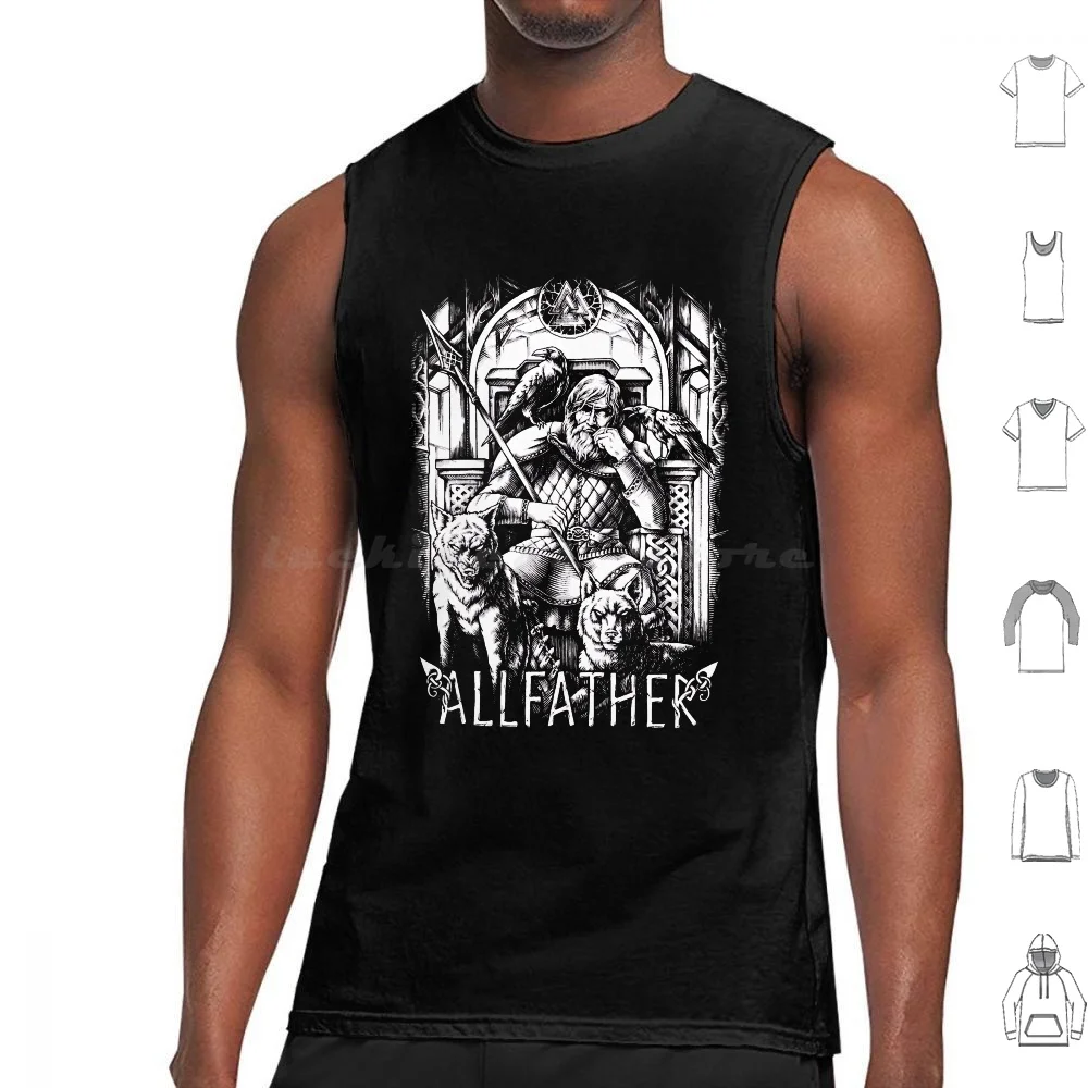 

Valhalla Allfather Odin Norse Viking Scandinavian Pagan Mythology Tank Tops Vest Sleeveless Odin Viking Norse Pagan Valknut