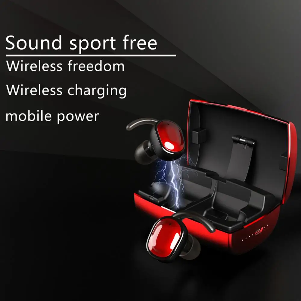 

v16 tws wireless bluetooth earphone 5.0 touch control waterproof sports belt charging box headphone 3D stereo sound